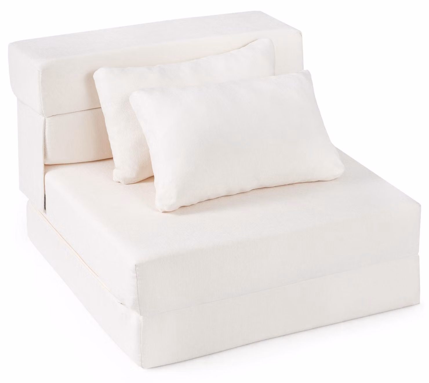 Divano letto COSTWAY, poltrona trasformabile 3 in 1 con 2 cuscini, divano letto pieghevole in tessuto ciniglia, materasso integrato, comodo divano