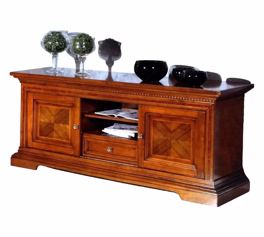 Porta TV in legno con 2 ante scorrevoli in stile arte povera noce Mobili 2G L/P/H: 169 x 53 x 75 cm – 2