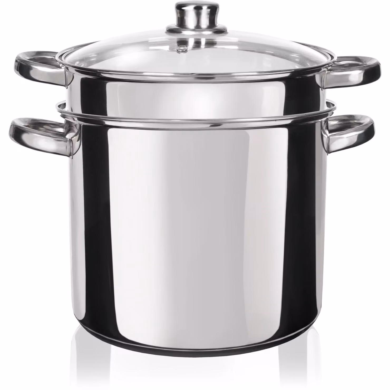 GUSTO CASA Pentola Cuocipasta PastaExpress in Acciaio Inox con Coperchio in Vetro, Argento, Diametro: 24 cm – 2