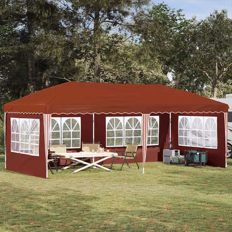 vidaXL Tenda per feste a pop-up arancione e rossa L: 575 cm, P: 289 cm, H: 245 cm