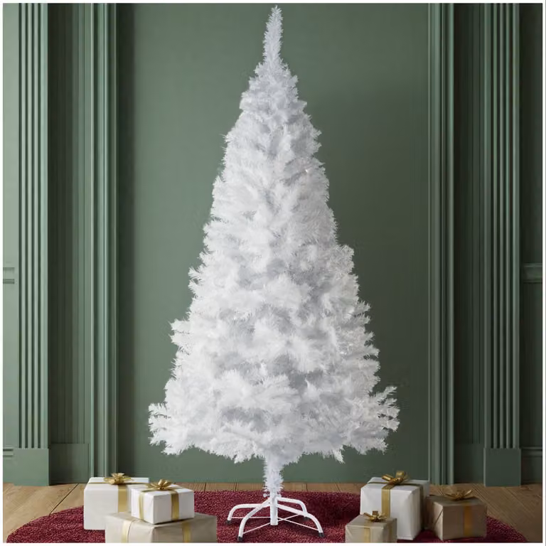Albero di Natale artificiale bianco tectake con sostegno in metallo, Altezza: 180 cm
