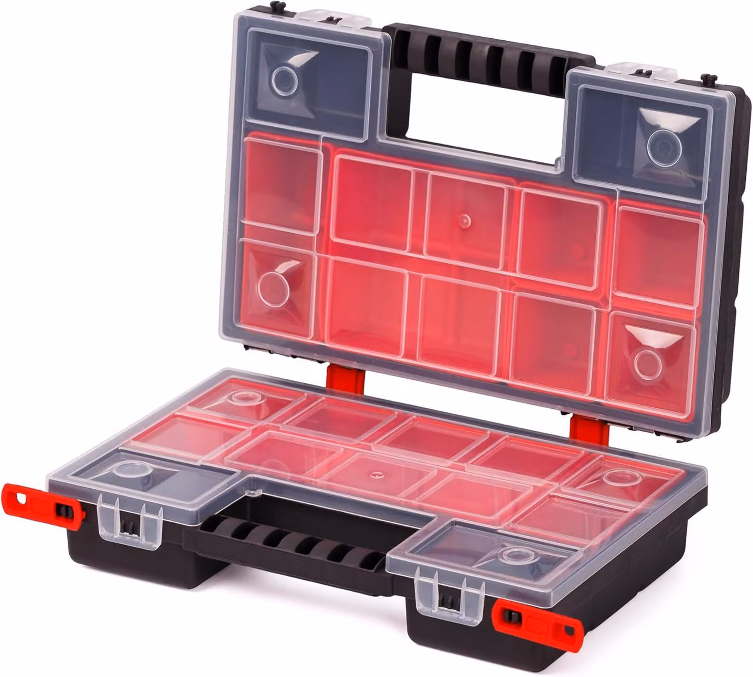 Contenitore di smistamento, bilaterale, dimensioni 287 x 186 x 100 mm, dotato di 12 scomparti interni removibili, per l'organizzazione e la conservazione