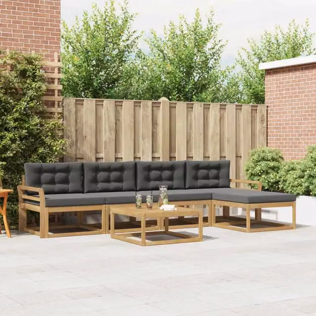 Set di divani da esterno 6 pz Bianco e Antracite Poliestere 3386341