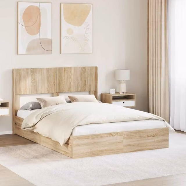 Letto con contenitore e testata vidaXL in legno marrone L/P/H: 193 x 140 x 146,5 cm