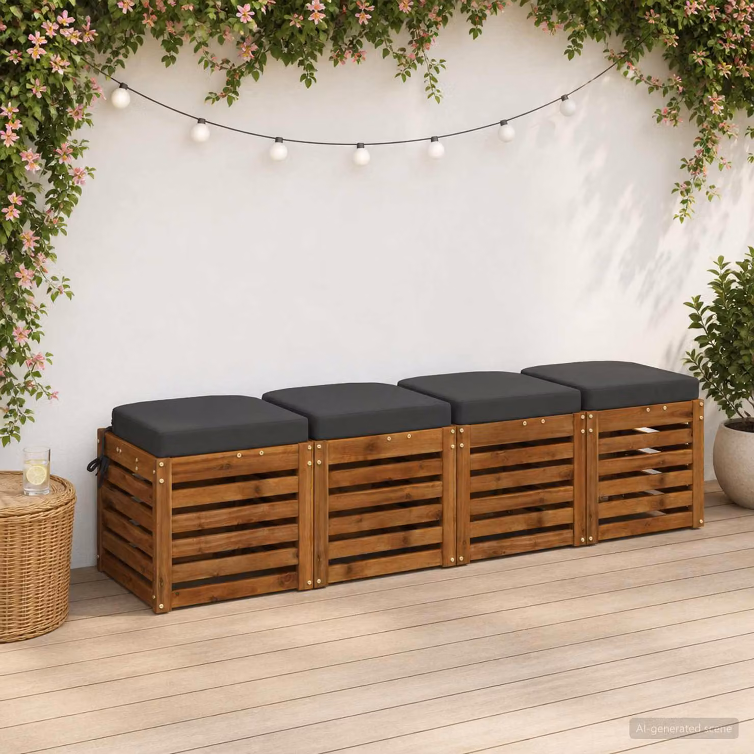 Set di 4 cuscini per sedile vidaXL SOEST in poliestere, colore grigio antracite