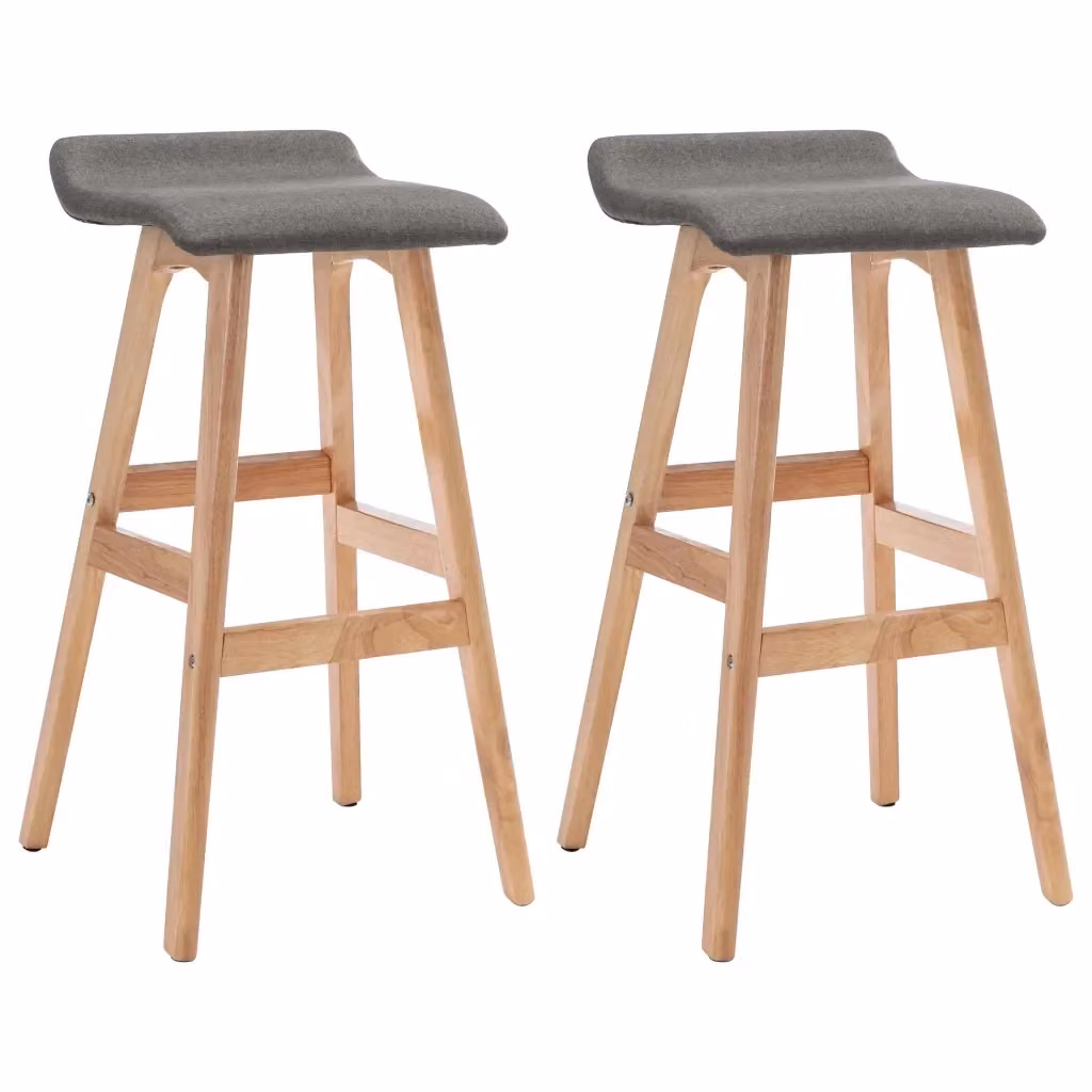 Set di 2 sedie da bar moderne vidaXL in tessuto grigio e legno di faggio – 2