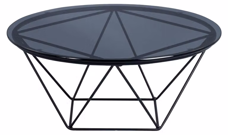 Tavolino da salotto in vetro grigio, diametro 70 cm, altezza 30 cm