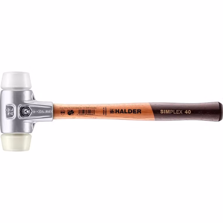 Mazza SIMPLEX soft-face con alloggiamento in alluminio e manico in legno, Ø 40, superplastica / nylon