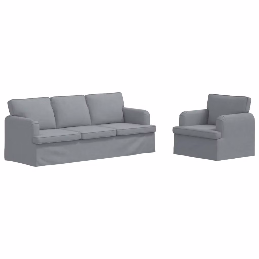 Set di 2 divani vidaXL moderni in tessuto grigio con struttura in metallo L/P/H: 201 x 80 x 85 cm – 2