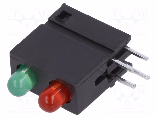 1 LED verde/rosso, 2÷2,2V, DVDD220, display LED, angolo di visione 40°, numero di diodi: 2, all'interno di un alloggiamento da 3mm, corrente di funzionamento: 20mA