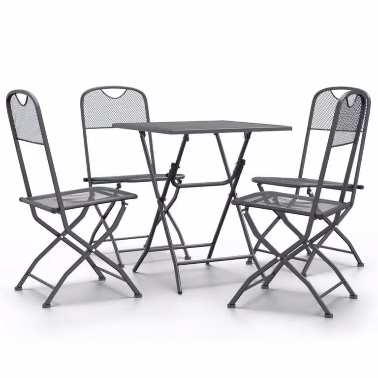 Set da Pranzo per Giardino 5pz Rete Metallica Espansa Antracite