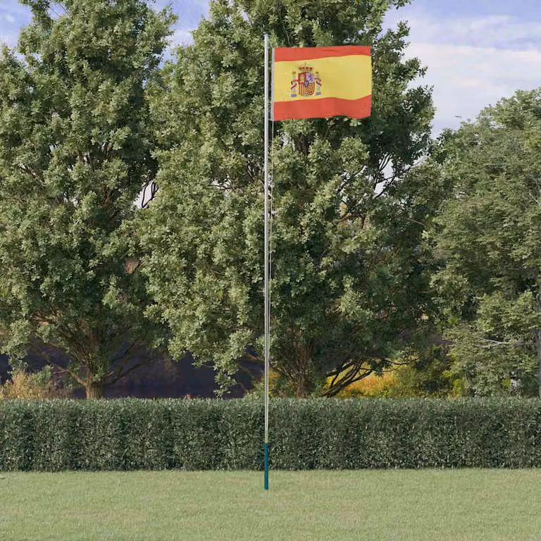 Asta e Bandiera della Spagna vidaXL in Alluminio e Poliestere, Lunghezza: 6,08 m, Colore: Argento e Multicolore
