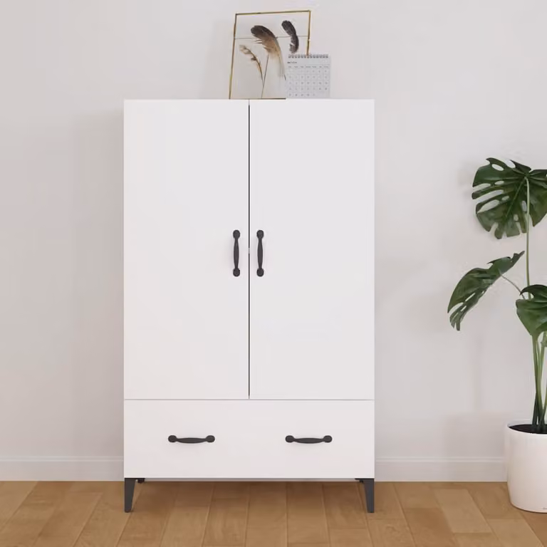 Credenza bianca moderna vidaXL in legno ingegnerizzato L: 70 cm, P: 31 cm, H: 115 cm