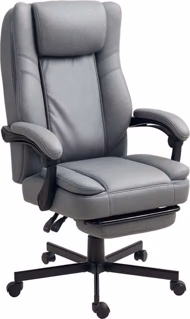 Sedia da ufficio ergonomica WISHDOR grigia con poggiatesta, poggiapiedi e rotelle, reclinabile e girevole a 360 gradi – 1