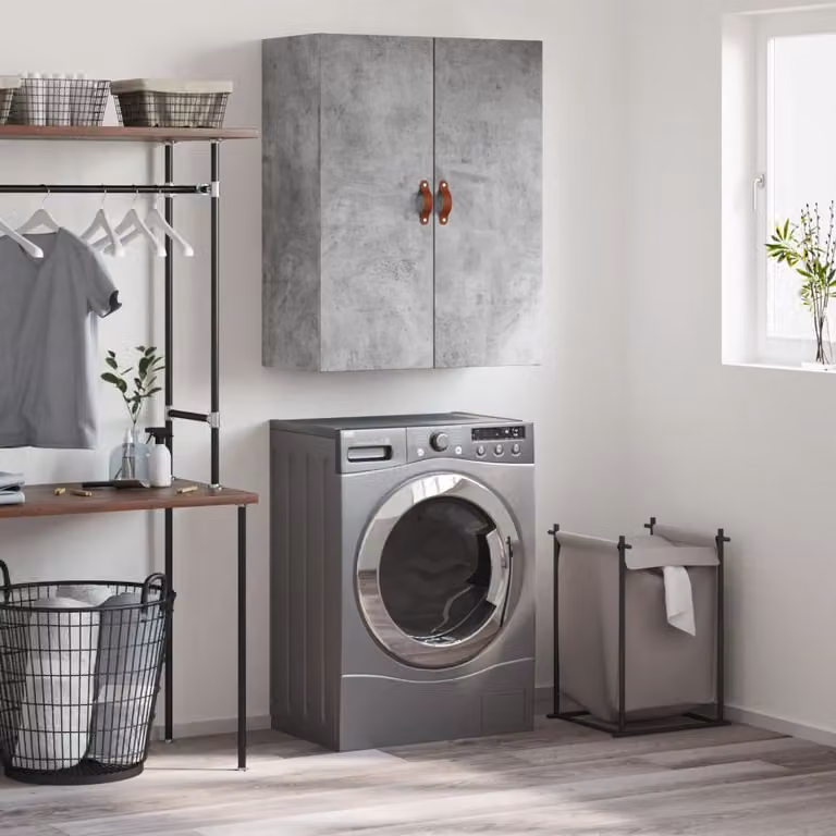 Mobile a parete moderno vidaXL in legno MDF grigio opaco L: 69,5 cm, P: 34,0 cm, H: 90,0 cm