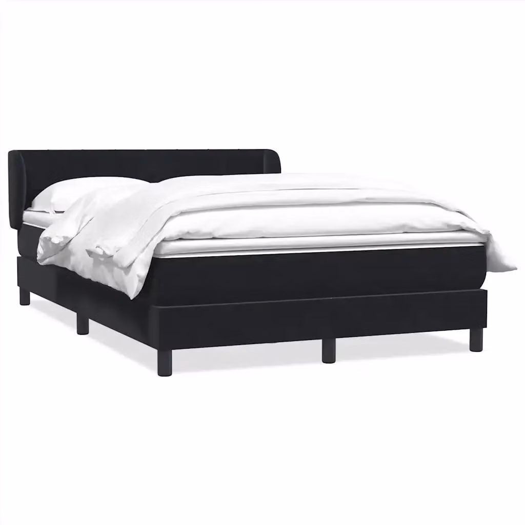Letto Ibrido vidaXL con Giroletto a Molle e Materasso in Velluto Nero e Bianco L: 163 cm, P: 213 cm, H: 88 cm – 2