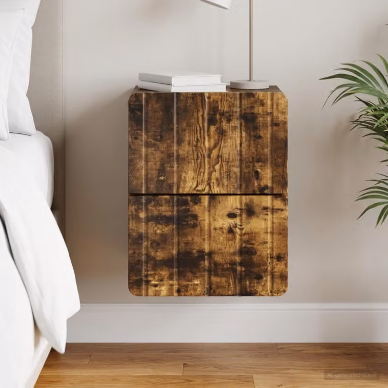 vidaXL Mobiletto da notte sospeso moderno Rovere Fumo L: 33 cm, P: 34,5 cm, H: 43 cm