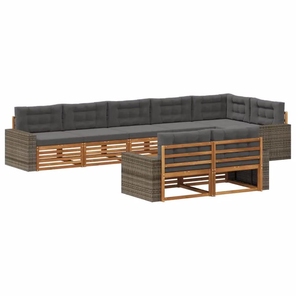Set di divani da esterno a L vidaXL in legno di acacia, 8 pezzi, colore marrone e antracite – 2