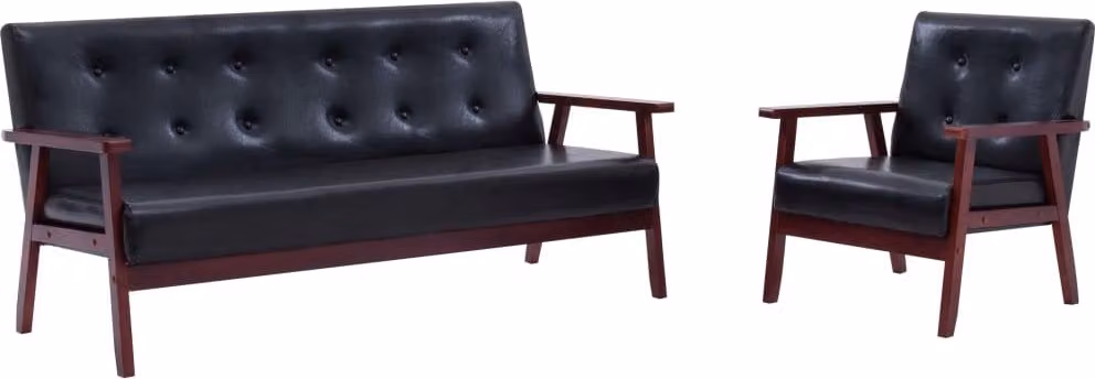 Maison Exclusive - Set divano 2 pezzi in ecopelle nera