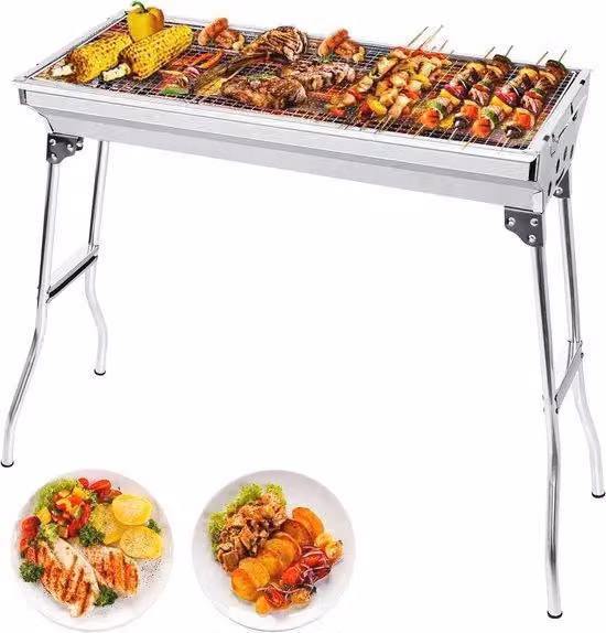 Barbecue compatto da campeggio e per feste, per 5-10 persone - Design pieghevole e portatile, leggero