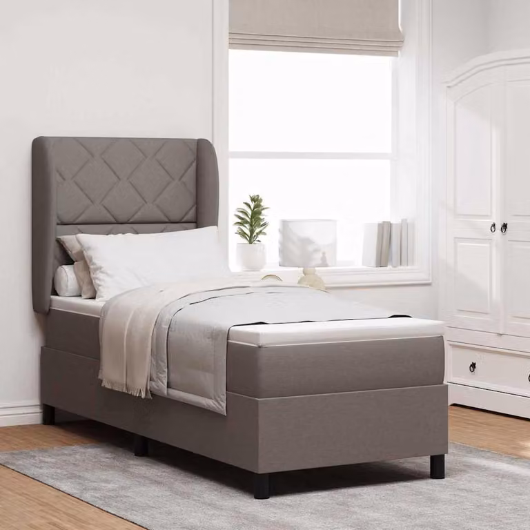 Maison Exclusive - Letto boxspring con testiera color taupe 80 x 200 cm in tessuto