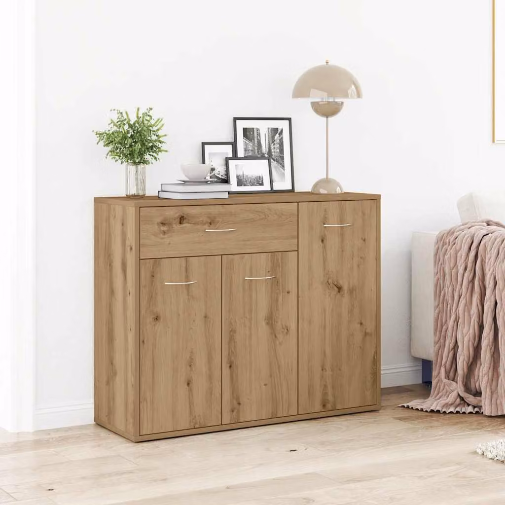 Credenza vidaXL in legno multistrato color rovere, stile minimalista, L 88 cm x P 30 cm x H 70 cm