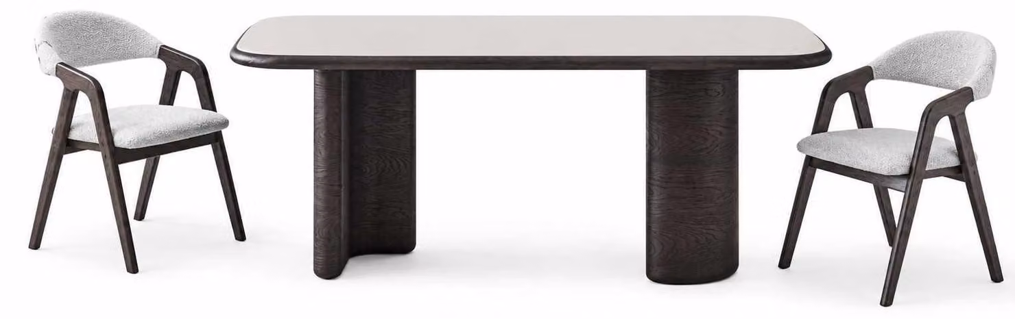Tavolo da pranzo in legno con 2 sedie, completo per la sala da pranzo, design moderno