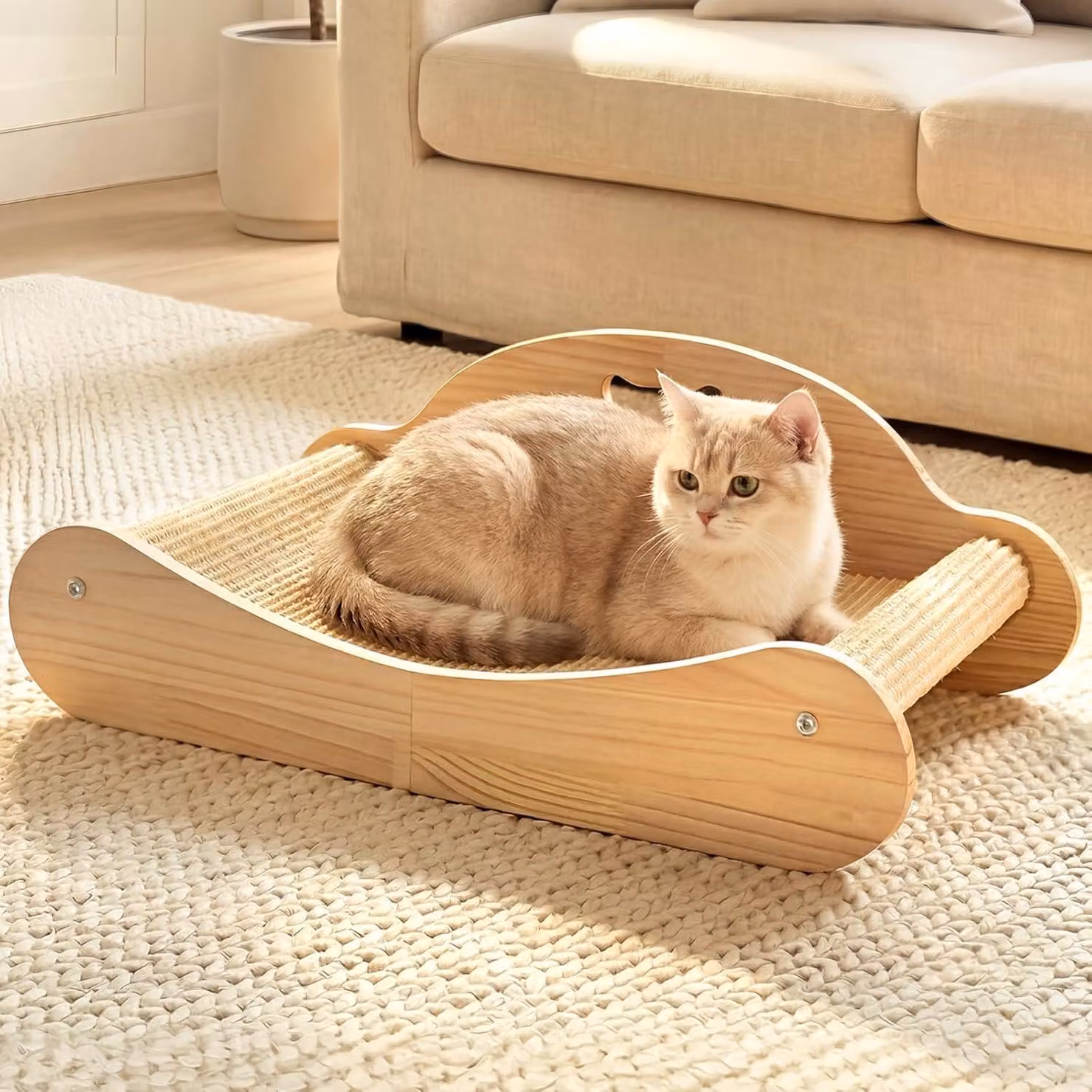 Albero di sisal curvo a 160°, sisal, 60 cm, per mobili per gatti