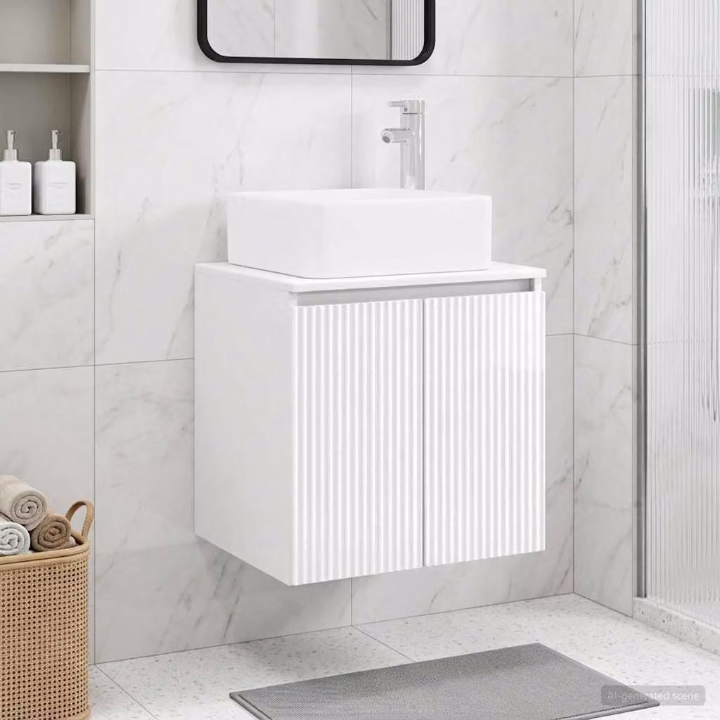 Mobile Lavabo da Parete vidaXL Bianco Lucido Moderno L/P/H: 49,5 x 41 x 63 cm