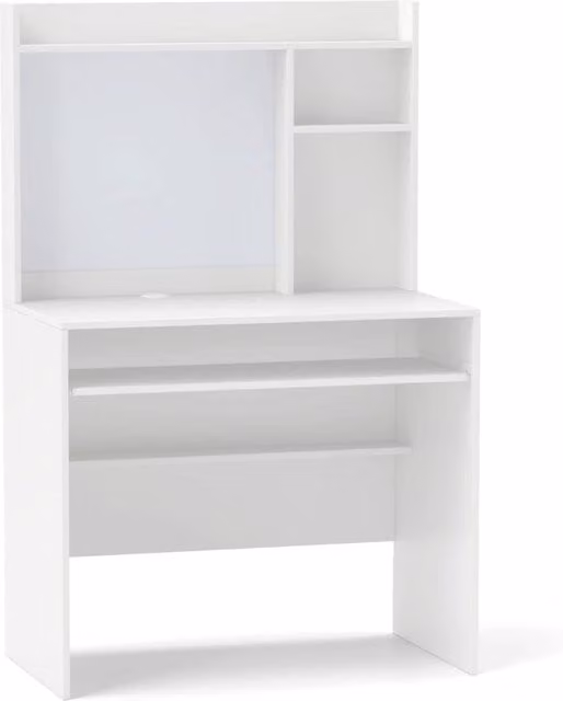Scrivania moderna per computer in MDF e metallo con finitura opaca, colore bianco