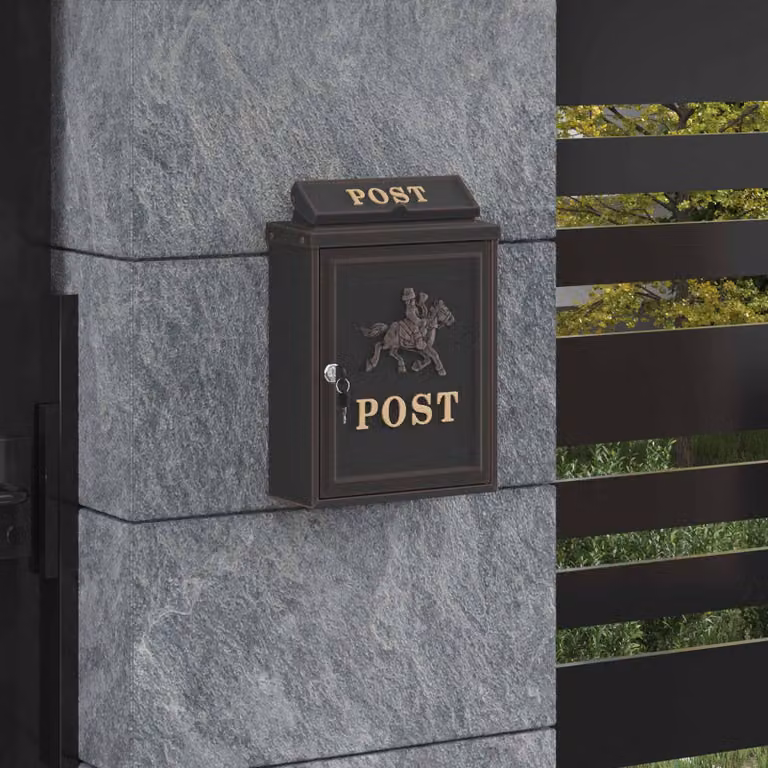 Cassetta Postale da Muro con Porta vidaXL, Colore Bronzo, L 29 cm x P 13 cm x H 41 cm