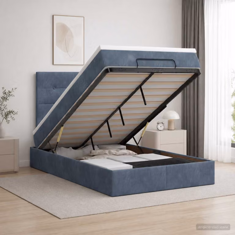 Letto ottomano con materasso vidaXL in velluto con base a sollevamento L/P/H: 120 x 190 x 128 cm