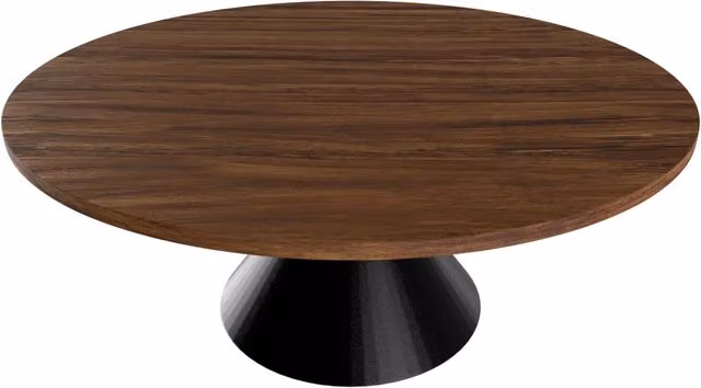 Graal Black - Tavolo Rotondo Ø120 cm Base a Doppio Cono Nero in Metallo e Top in Legno Laminato Ebony