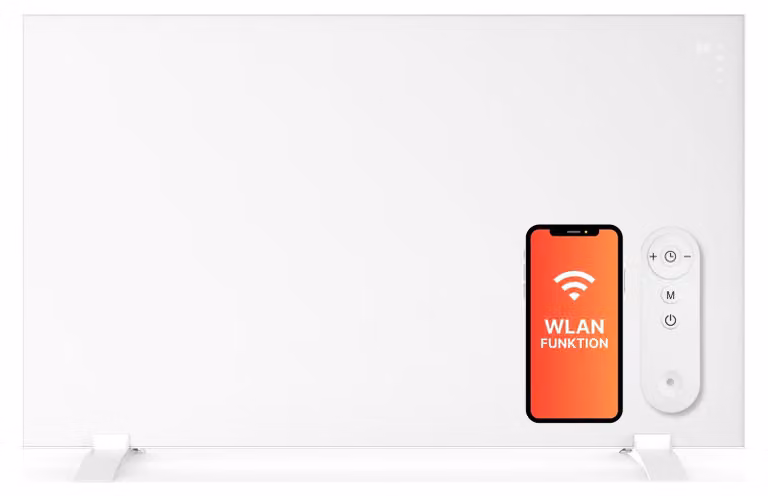 Riscaldamento a infrarossi intelligente - 450-600 W - In Vetroceramica - Con porta asciugamani e telecomando