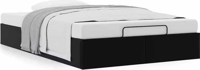 Struttura Letto Pouf senza Materasso Nero 120x190 cm Pelle finta