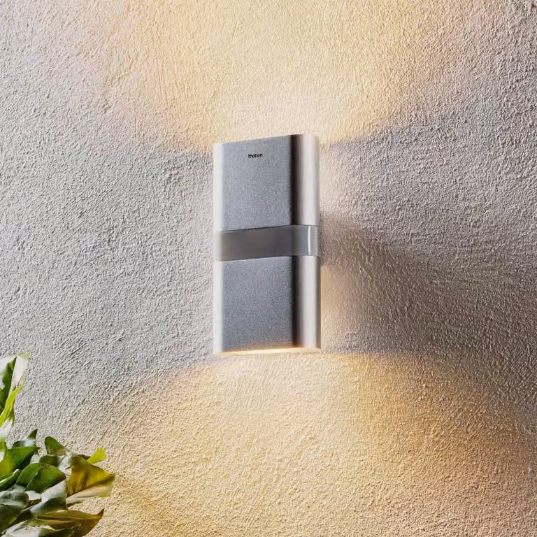 Theben theLeda D UD AL Interruttore a parete up/down con sensore PIR, Alluminio / Grigio / Zincato, Alluminio, Moderno
