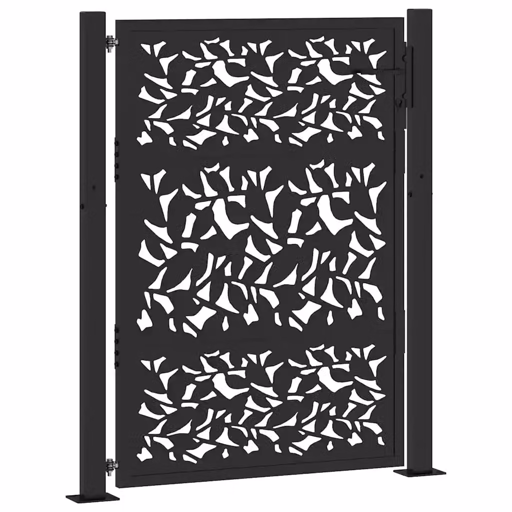 Cancello singolo da giardino vidaXL in acciaio nero con design a foglia L: 110 cm, H: 130 cm – 2