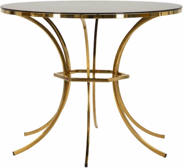Tavolo da pranzo rotondo Shanty Vikasa Home in vetro trasparente e metallo oro e nero L: 100 cm, P: 100 cm, H: 80 cm