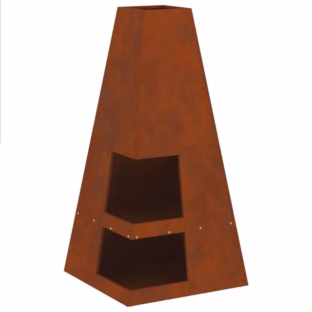 Focolare in acciaio marrone DESIGN IN L/P/H: 50 x 50 x 100 cm CFW2783939