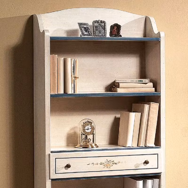 Libreria shabby chic in legno con 5 ripiani Mobili2g, colore bianco e azzurro, L: 70 cm, P: 24 cm, H: 171 cm – 2