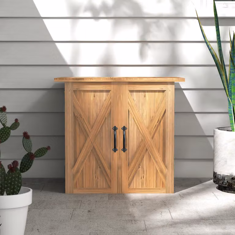 Capanno da giardino in legno per attrezzi - Marrone - 77 cm di larghezza - 72 cm di altezza