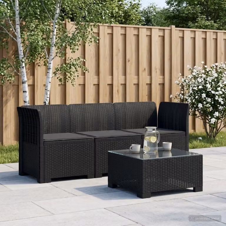 vidaXL Divano da giardino moderno a 3 posti con cuscini imbottiti in look rattan color antracite
