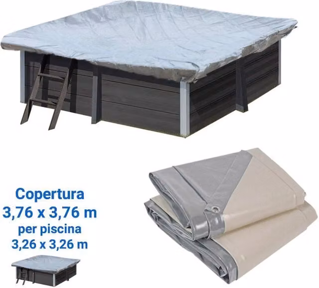 Copertura Invernale 8,54 X 4,36 M Per Piscina In Legno Composito Ottagonale Allungata Wpc Wood Di 8,04 X 3,86 M Dimensione piscina: 3.26 X 3.26 m