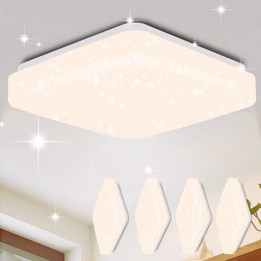 ZMH Plafoniera a led 4pcs cielo stellato moderna piccola angolare 15W 4000K 21cm bianco neutro per camera da letto scala cucina soggiorno ufficio corridoio