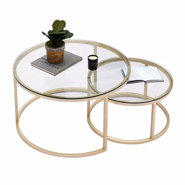 Tavolino da salotto, effetto marmo, combinazione di legni, 60 cm e 40 cm