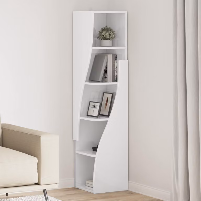 Mobile angolare vidaXL in legno ingegnerizzato bianco lucido L/P/H: 32 x 32 x 140 cm