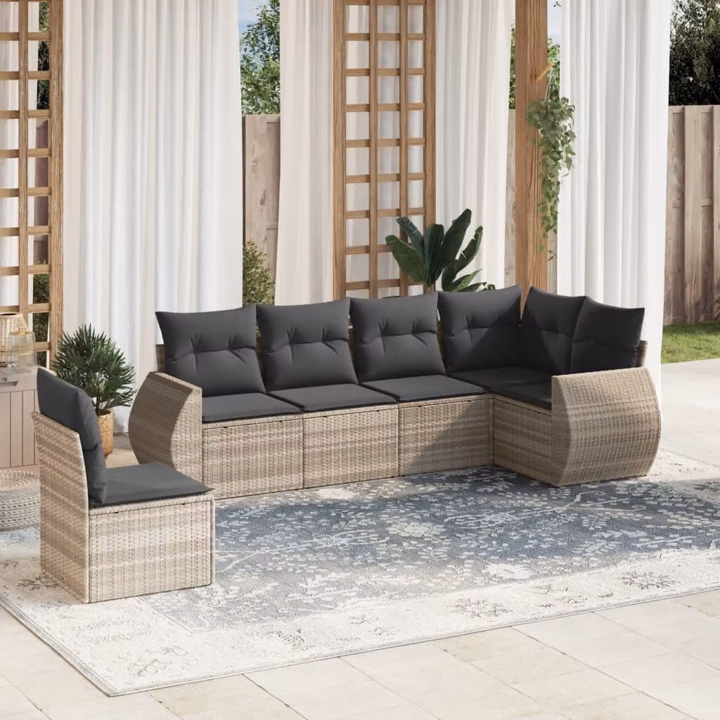 Maison Exclusive - Set Divano da Giardino 6pz con Cuscini Grigio Chiaro Polyrattan