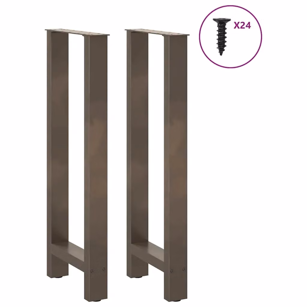 Set di 2 gambe regolabili per tavolo da bar in acciaio naturale, design moderno, H: 100 cm, L: 50 cm – 2