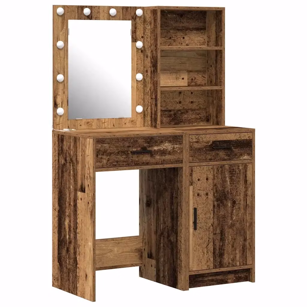 Set da trucco Hollywood con LED vidaXL in legno marrone – 2