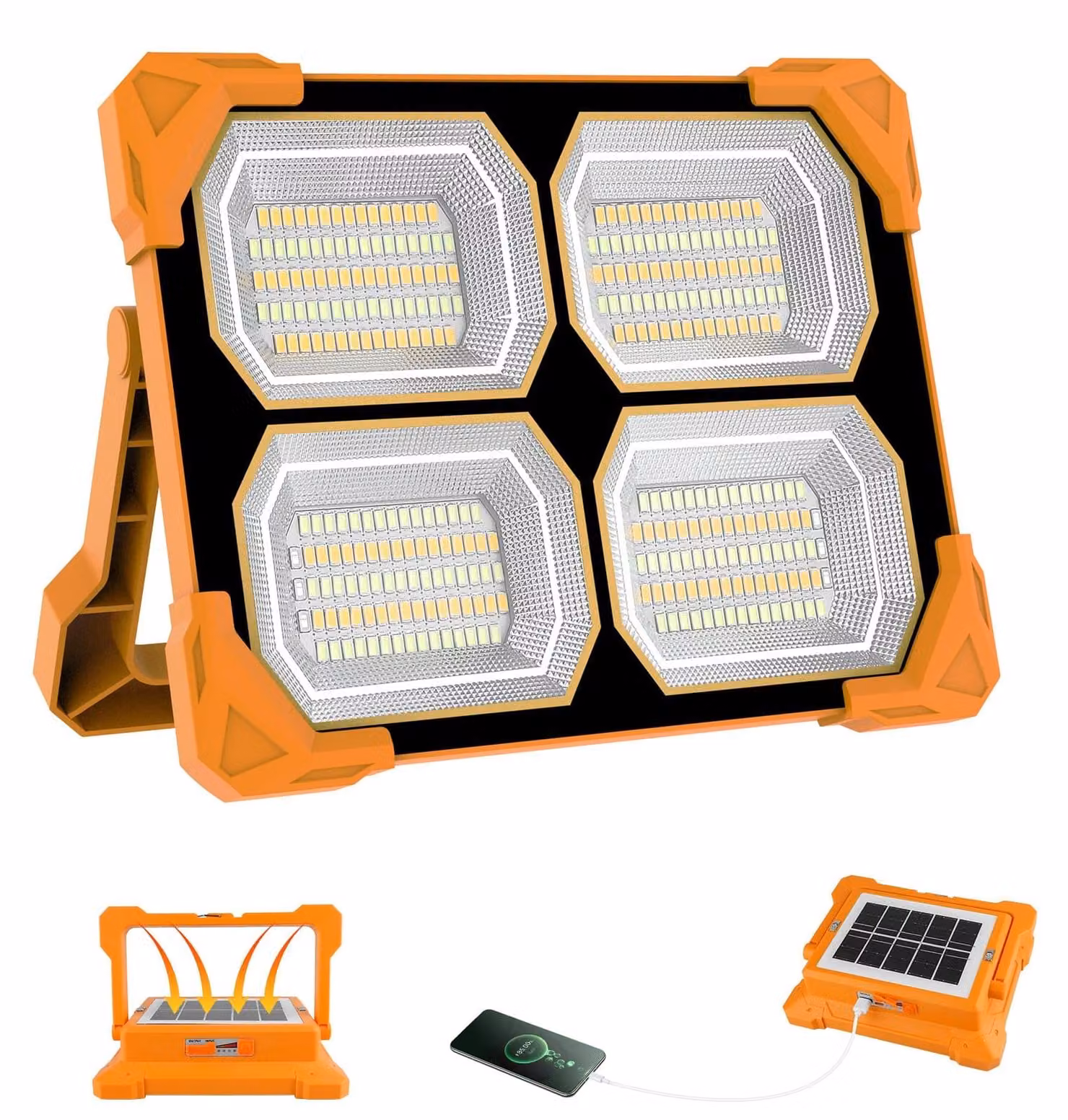 Lampada portatile a LED per cantieri - 100 W, alimentazione a batteria - 5000 lumen di luminosità - Materiale: policarbonato e ABS - Ideale per cantieri e uso esterno